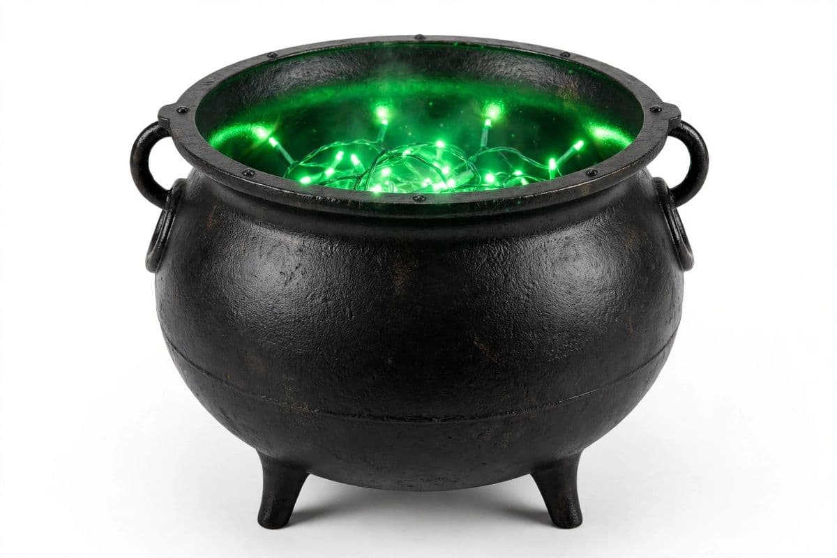 WitchBrew 14″ Black Cauldron with Lights — product photo