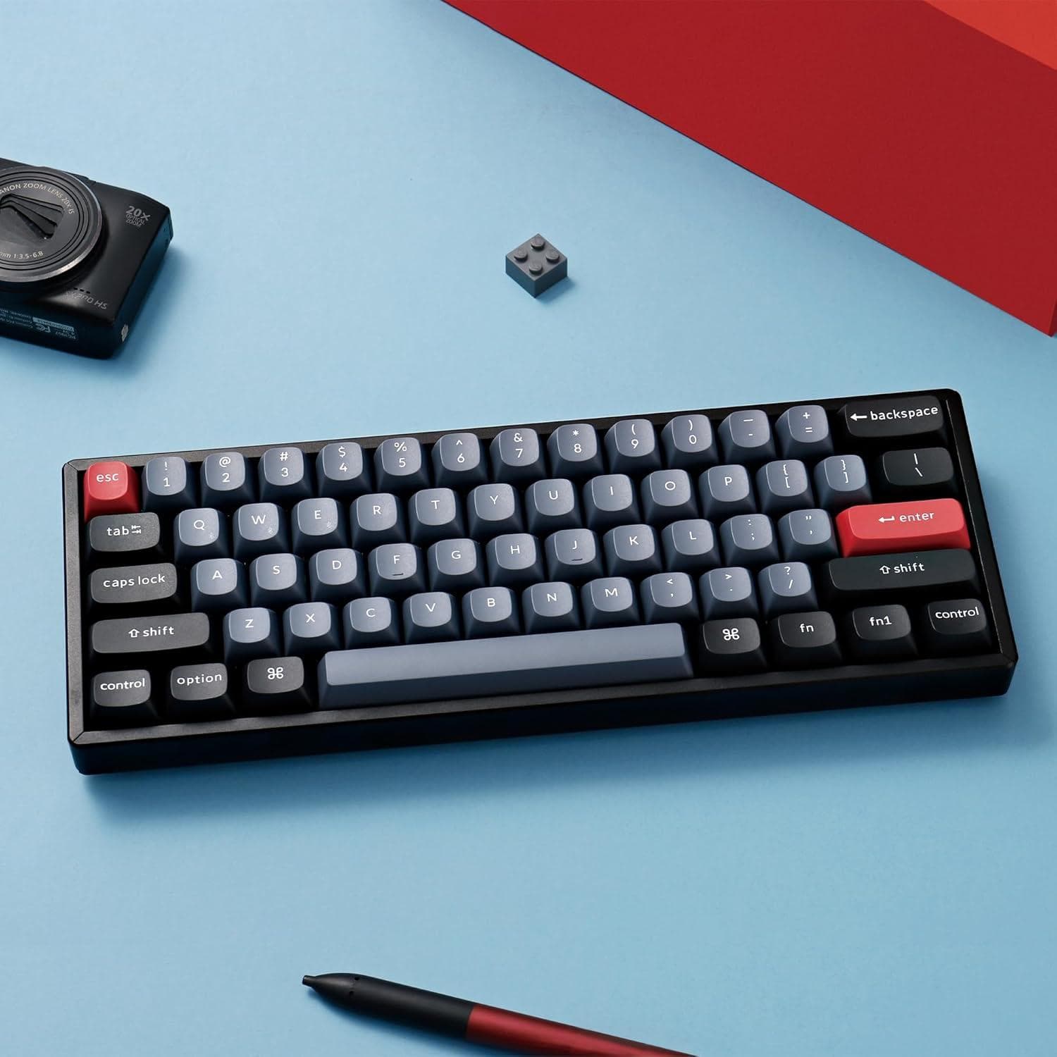 RGB mechanical keyboard with red keycaps