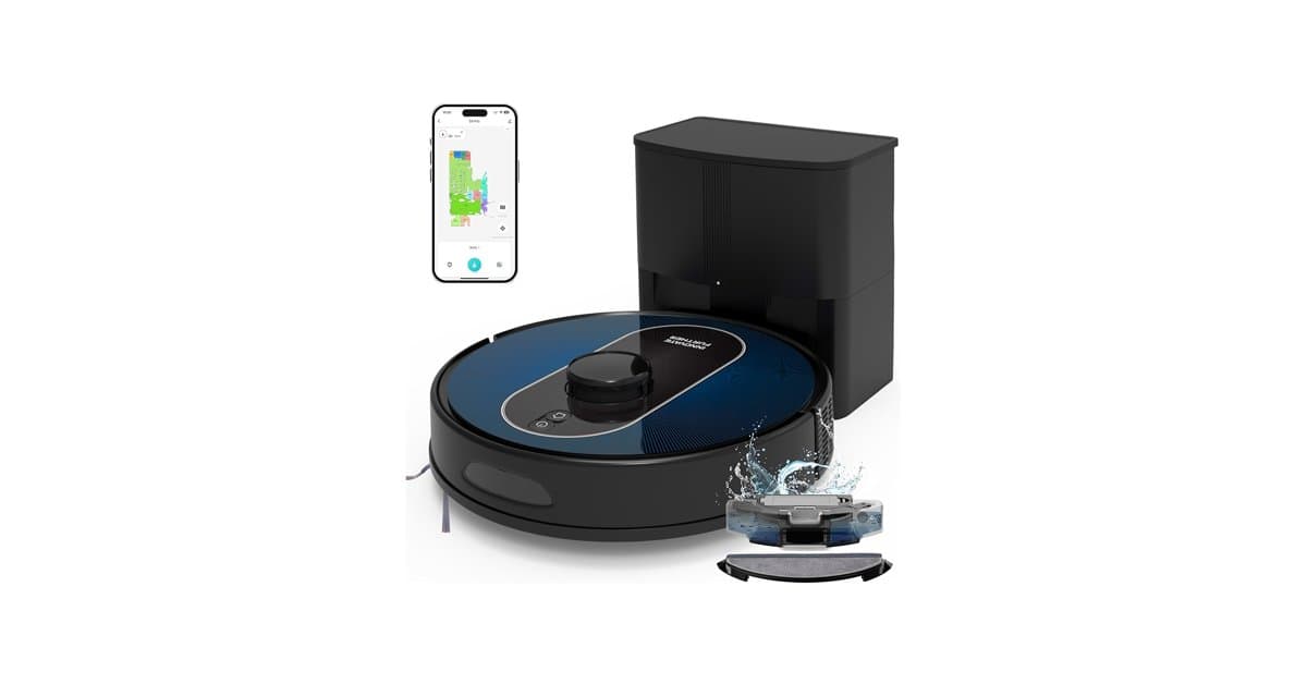Robot vacuum with self-empty dock and smartphone app