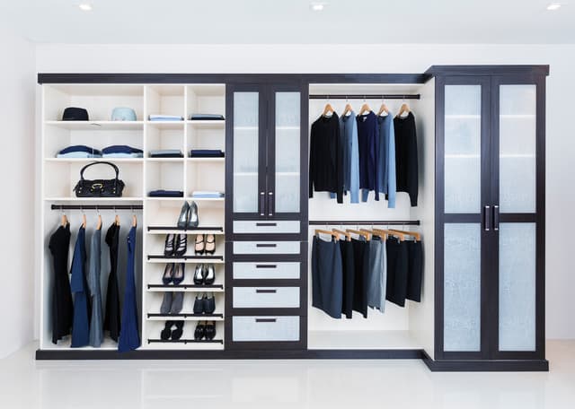 Traditional three-door wooden wardrobe