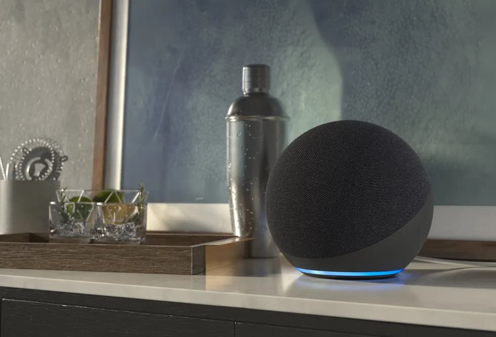 Smart speaker in a living room