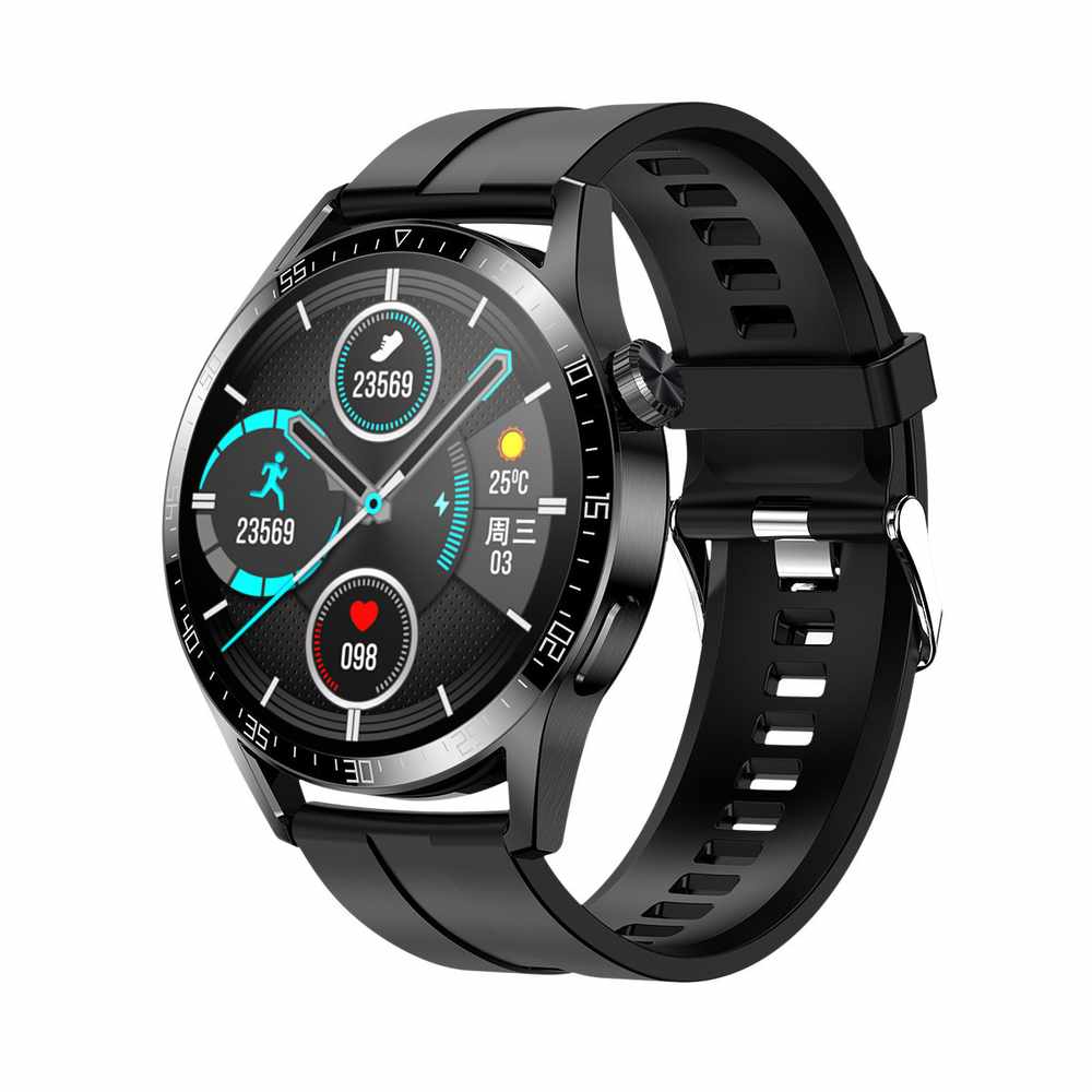 Black smartwatch with fitness tracking display